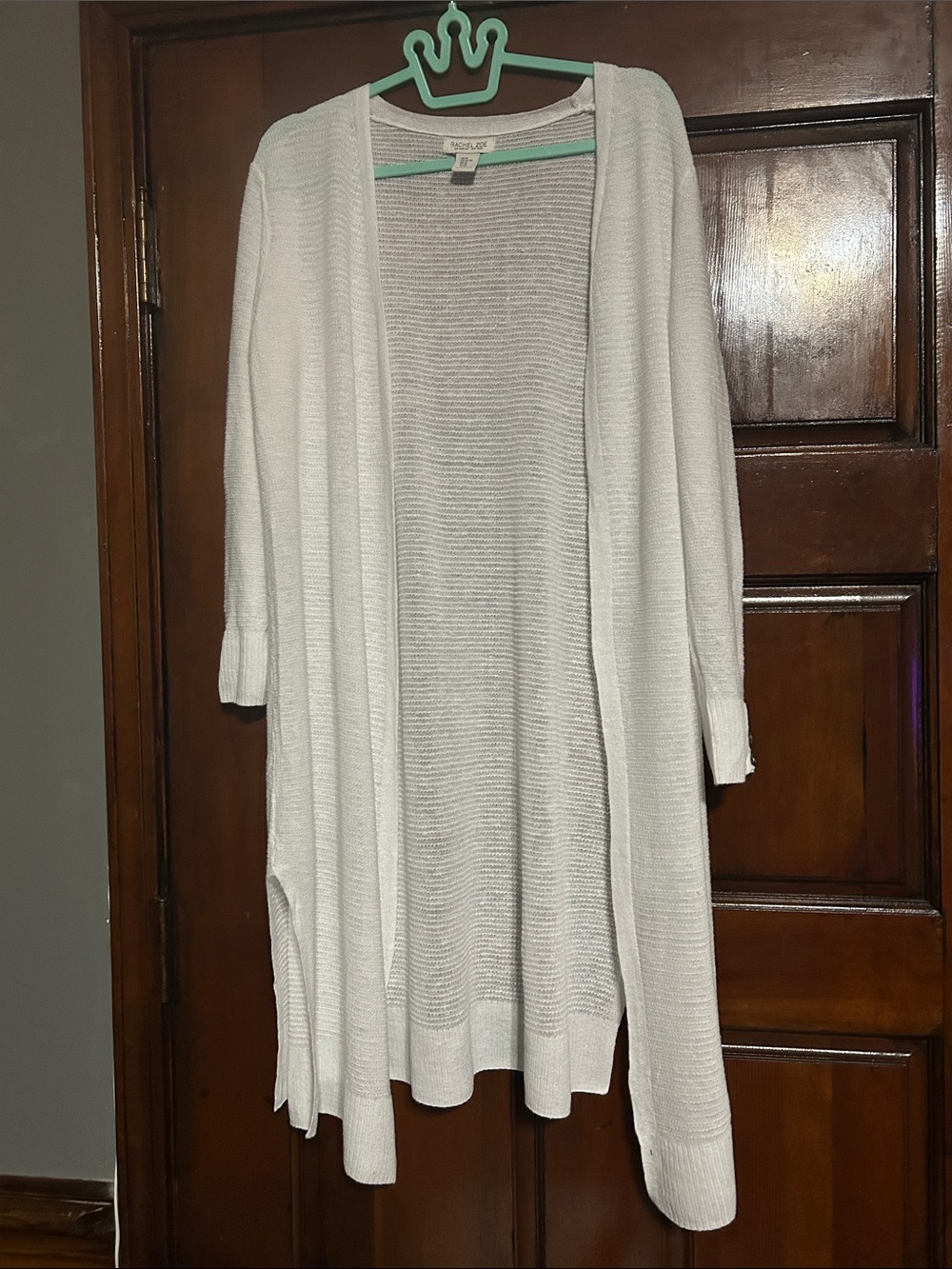 Rachel Zoe Ivory Open-Front Long Knit Cardigan